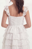 Load image into Gallery viewer, Floral White Short Lace Corset A Line Hen Do Dress with Ruffles