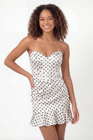 Load image into Gallery viewer, Black and White Polka Dots Corset Sweetheart Tight Short Hen Do Dress with Ruffles