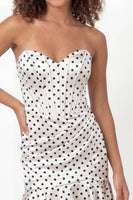 Load image into Gallery viewer, Black and White Polka Dots Corset Sweetheart Tight Short Hen Do Dress with Ruffles
