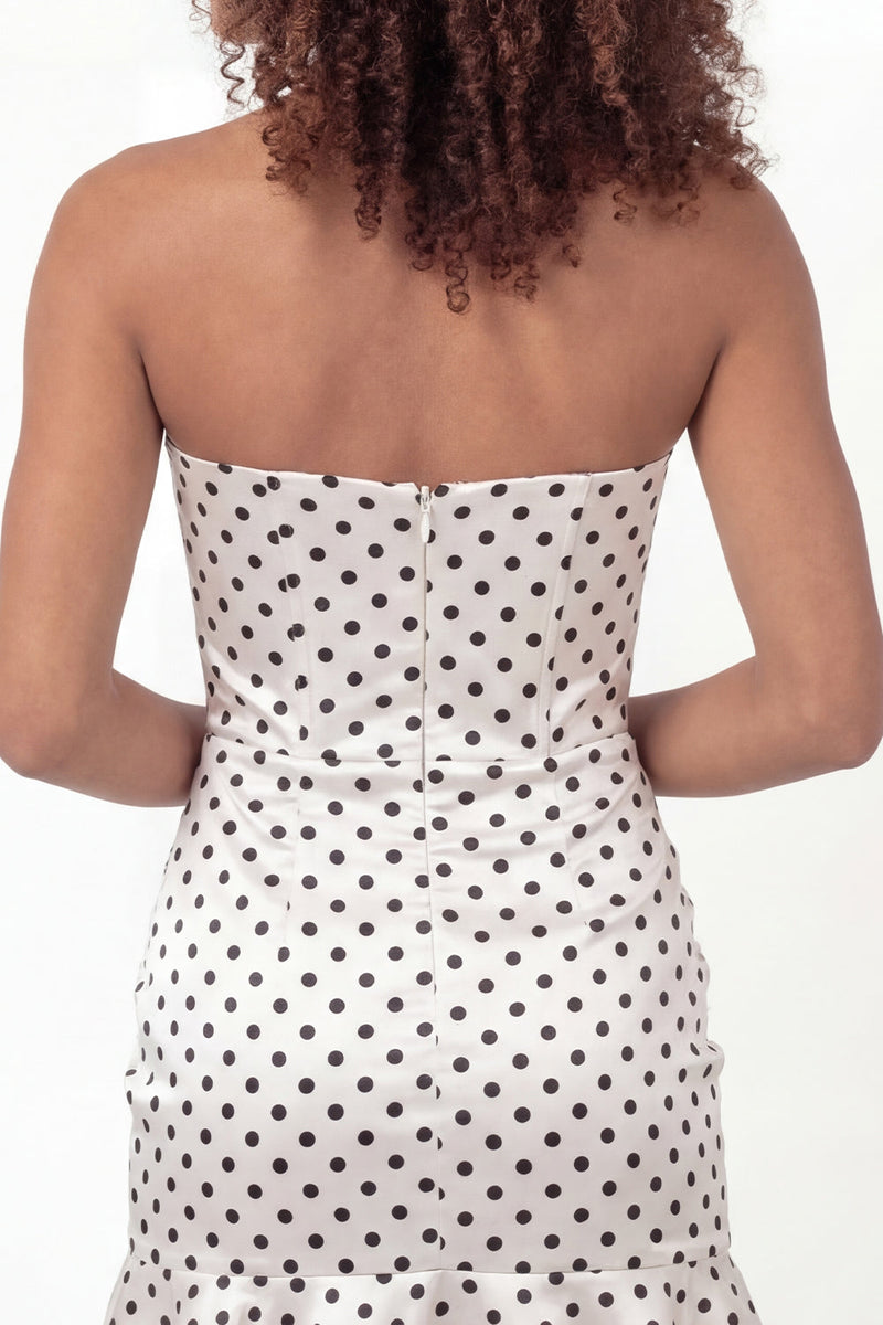 Load image into Gallery viewer, Black and White Polka Dots Corset Sweetheart Tight Short Hen Do Dress with Ruffles