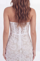 Load image into Gallery viewer, White Tight Short Lace Floral Corset Strapless Hen Do Dress