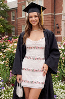 Load image into Gallery viewer, Lace White Floral Tight Short Beaded Spaghetti Straps Hen Do Dress