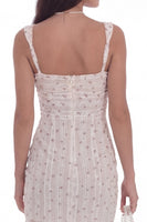 Load image into Gallery viewer, White Polka Dots Square Neck Floral Tight Short Hen Do Dress with Slit