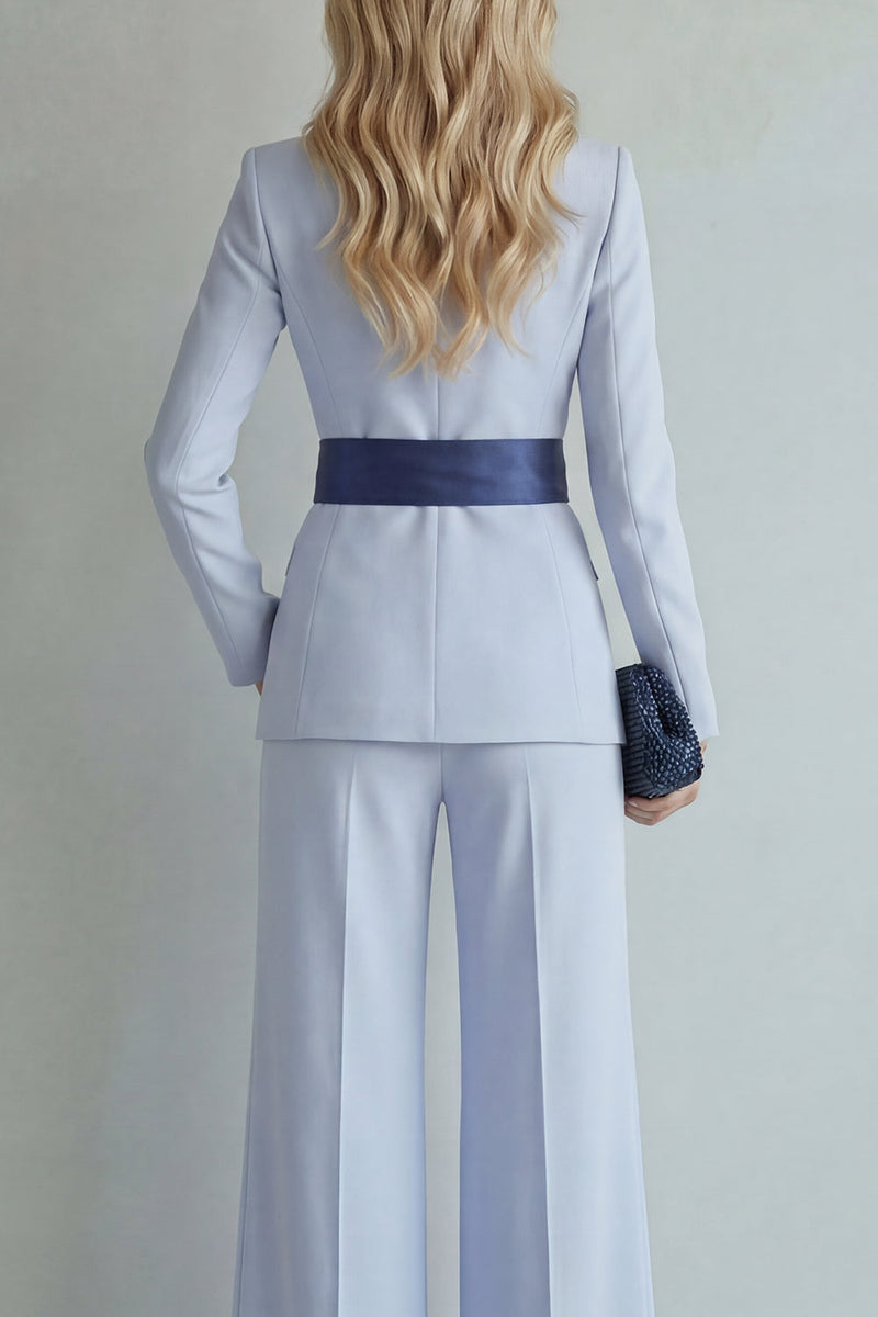 Load image into Gallery viewer, Light Blue Single Breasted Peak Lapel 2 Piece Wide Leg Prom Suits