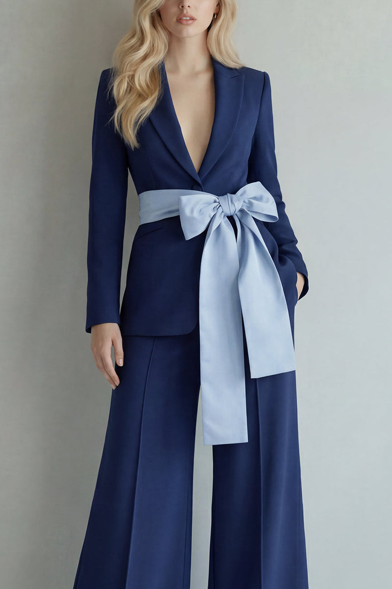 Load image into Gallery viewer, Light Blue Single Breasted Peak Lapel 2 Piece Wide Leg Prom Suits