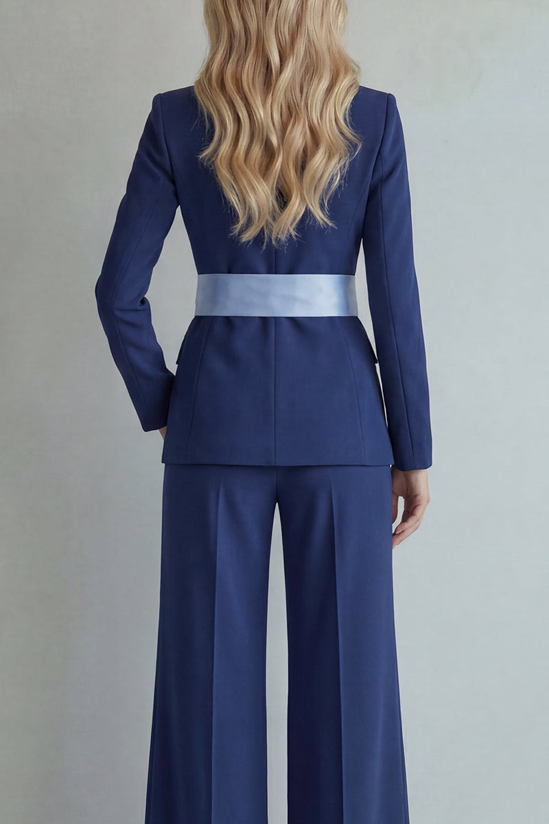 Load image into Gallery viewer, Light Blue Single Breasted Peak Lapel 2 Piece Wide Leg Prom Suits