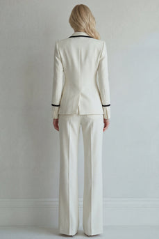 Ivory Peak Lapel 2 Piece Single Breasted Wide Leg Prom Suits