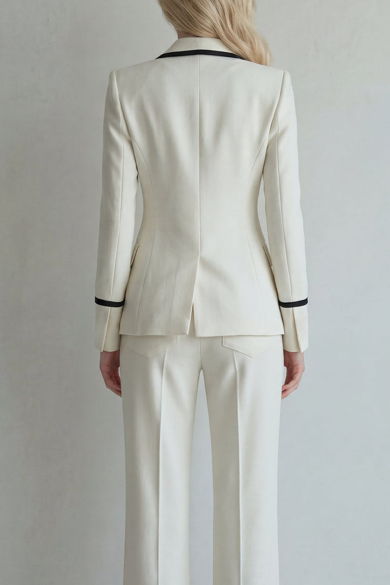 Load image into Gallery viewer, Ivory Peak Lapel 2 Piece Single Breasted Wide Leg Prom Suits