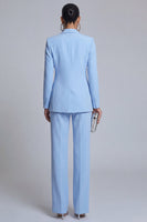 Load image into Gallery viewer, Blue 2 Piece Peak Lapel Double Breasted 2 Piece Slim Fit Prom Suits