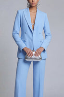 Load image into Gallery viewer, Blue 2 Piece Peak Lapel Double Breasted 2 Piece Slim Fit Prom Suits