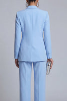 Load image into Gallery viewer, Blue 2 Piece Peak Lapel Double Breasted 2 Piece Slim Fit Prom Suits