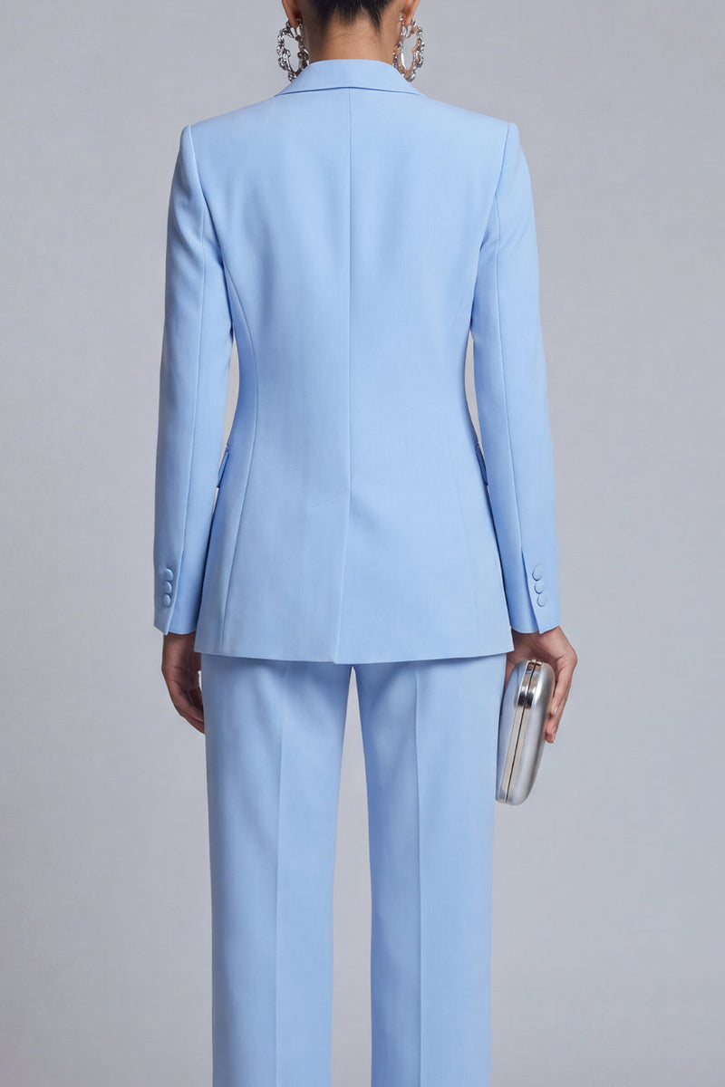 Load image into Gallery viewer, Blue 2 Piece Peak Lapel Double Breasted 2 Piece Slim Fit Prom Suits