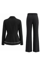 Load image into Gallery viewer, 2 Piece Notched Lapel Wide Leg Double Breasted Black Prom Suits with Ruffles