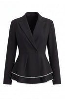 Load image into Gallery viewer, 2 Piece Notched Lapel Wide Leg Double Breasted Black Prom Suits with Ruffles