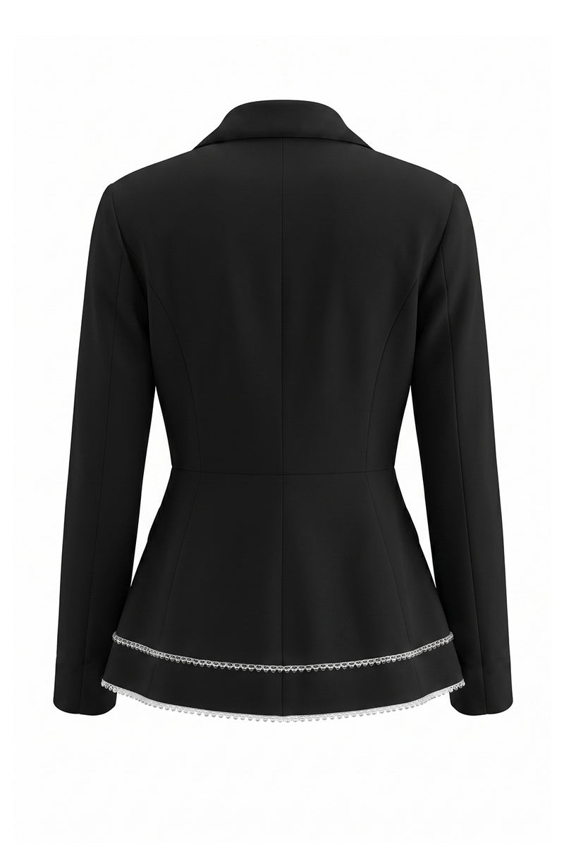Load image into Gallery viewer, 2 Piece Notched Lapel Wide Leg Double Breasted Black Prom Suits with Ruffles