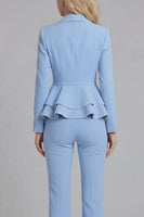 Load image into Gallery viewer, 2 Piece Notched Lapel Wide Leg Double Breasted Black Prom Suits with Ruffles