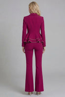 Load image into Gallery viewer, 2 Piece Notched Lapel Wide Leg Double Breasted Black Prom Suits with Ruffles