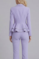 Load image into Gallery viewer, 2 Piece Notched Lapel Wide Leg Double Breasted Black Prom Suits with Ruffles