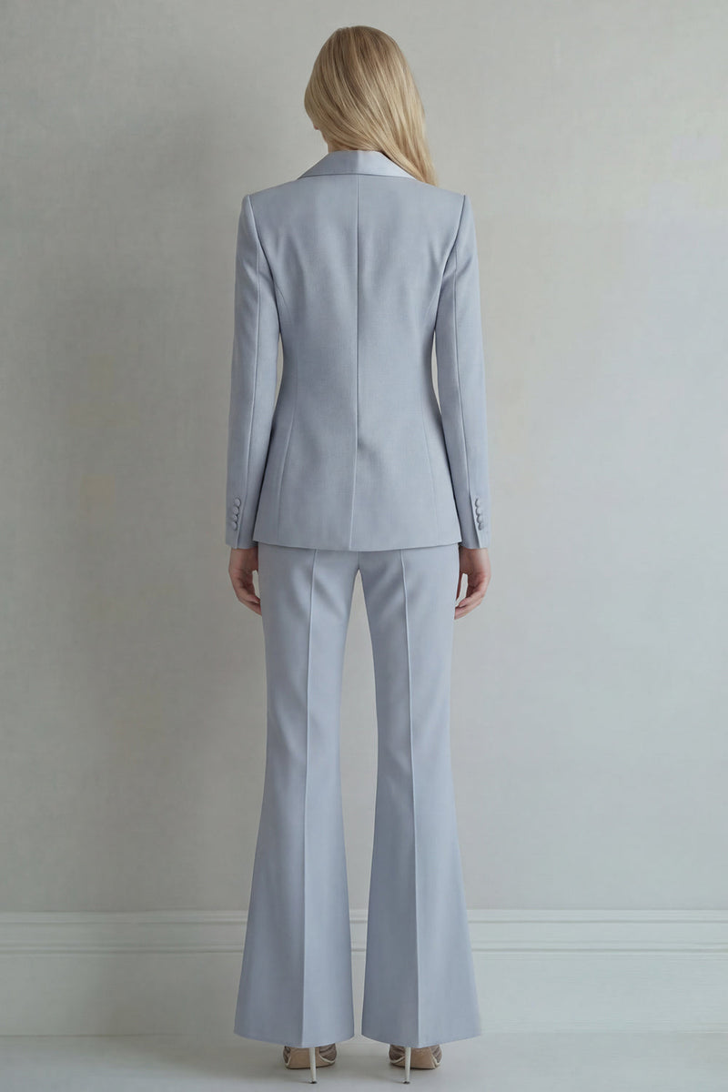 Load image into Gallery viewer, Peak Lapel Blue 2 Piece Double Breasted Wide Leg Prom Suits