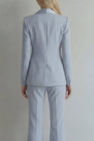 Load image into Gallery viewer, Peak Lapel Blue 2 Piece Double Breasted Wide Leg Prom Suits