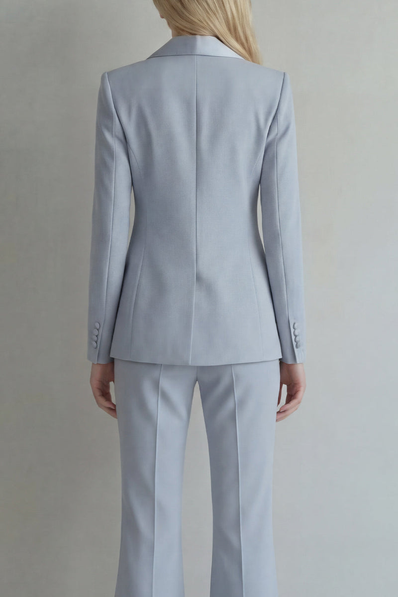 Load image into Gallery viewer, Peak Lapel Blue 2 Piece Double Breasted Wide Leg Prom Suits