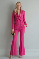 Load image into Gallery viewer, Peak Lapel Blue 2 Piece Double Breasted Wide Leg Prom Suits