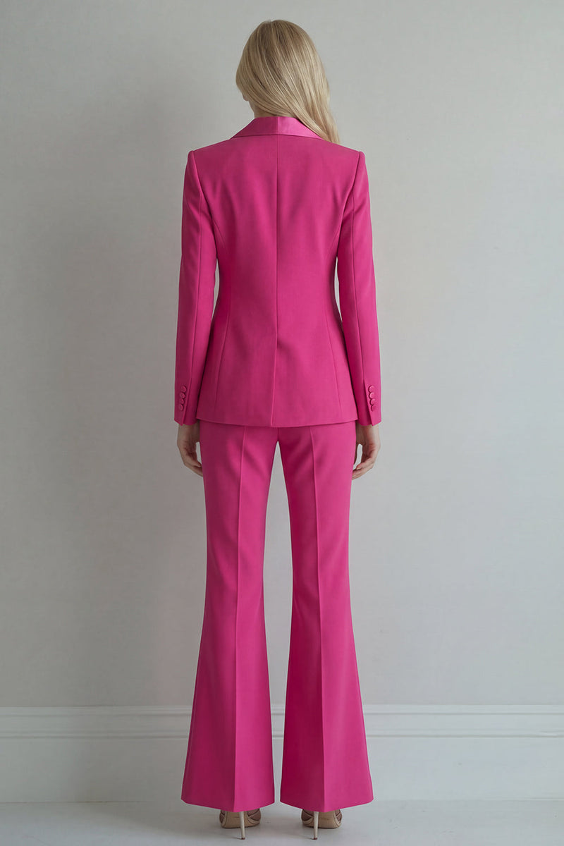 Load image into Gallery viewer, Peak Lapel Blue 2 Piece Double Breasted Wide Leg Prom Suits