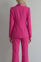 Load image into Gallery viewer, Peak Lapel Blue 2 Piece Double Breasted Wide Leg Prom Suits