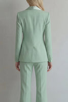 Load image into Gallery viewer, Peak Lapel Blue 2 Piece Double Breasted Wide Leg Prom Suits