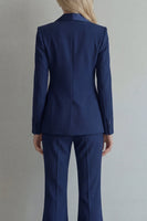 Load image into Gallery viewer, Peak Lapel Blue 2 Piece Double Breasted Wide Leg Prom Suits