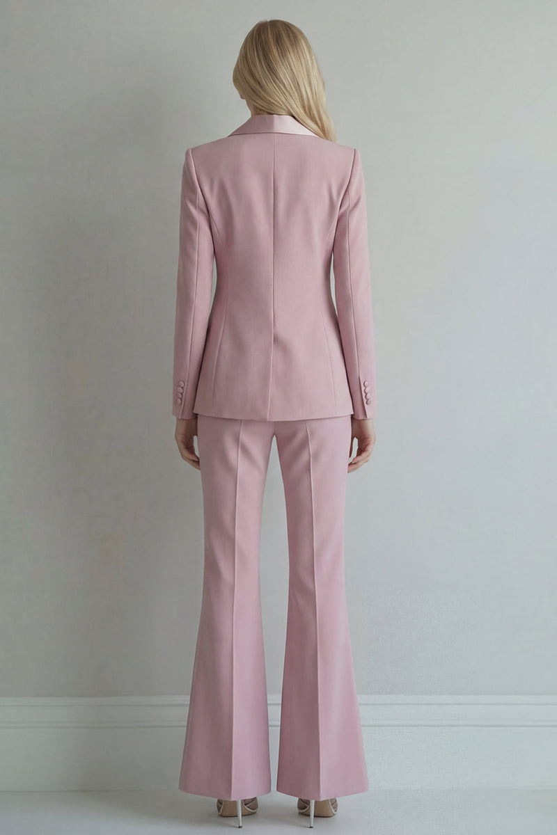 Load image into Gallery viewer, Peak Lapel Blue 2 Piece Double Breasted Wide Leg Prom Suits