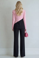 Load image into Gallery viewer, Black Pink Patchwork 2 Piece Single Breasted Wide Leg Notched Lapel Prom Suits