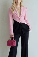 Load image into Gallery viewer, Black Pink Patchwork 2 Piece Single Breasted Wide Leg Notched Lapel Prom Suits