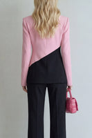 Load image into Gallery viewer, Black Pink Patchwork 2 Piece Single Breasted Wide Leg Notched Lapel Prom Suits
