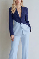 Load image into Gallery viewer, Black Pink Patchwork 2 Piece Single Breasted Wide Leg Notched Lapel Prom Suits
