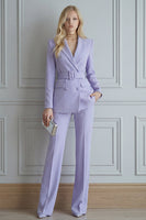 Load image into Gallery viewer, 2 Piece Lilac Double Breasted Notched Lapel Slim Fit Prom Suits