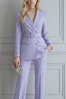 Load image into Gallery viewer, 2 Piece Lilac Double Breasted Notched Lapel Slim Fit Prom Suits
