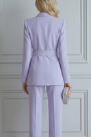 Load image into Gallery viewer, 2 Piece Lilac Double Breasted Notched Lapel Slim Fit Prom Suits