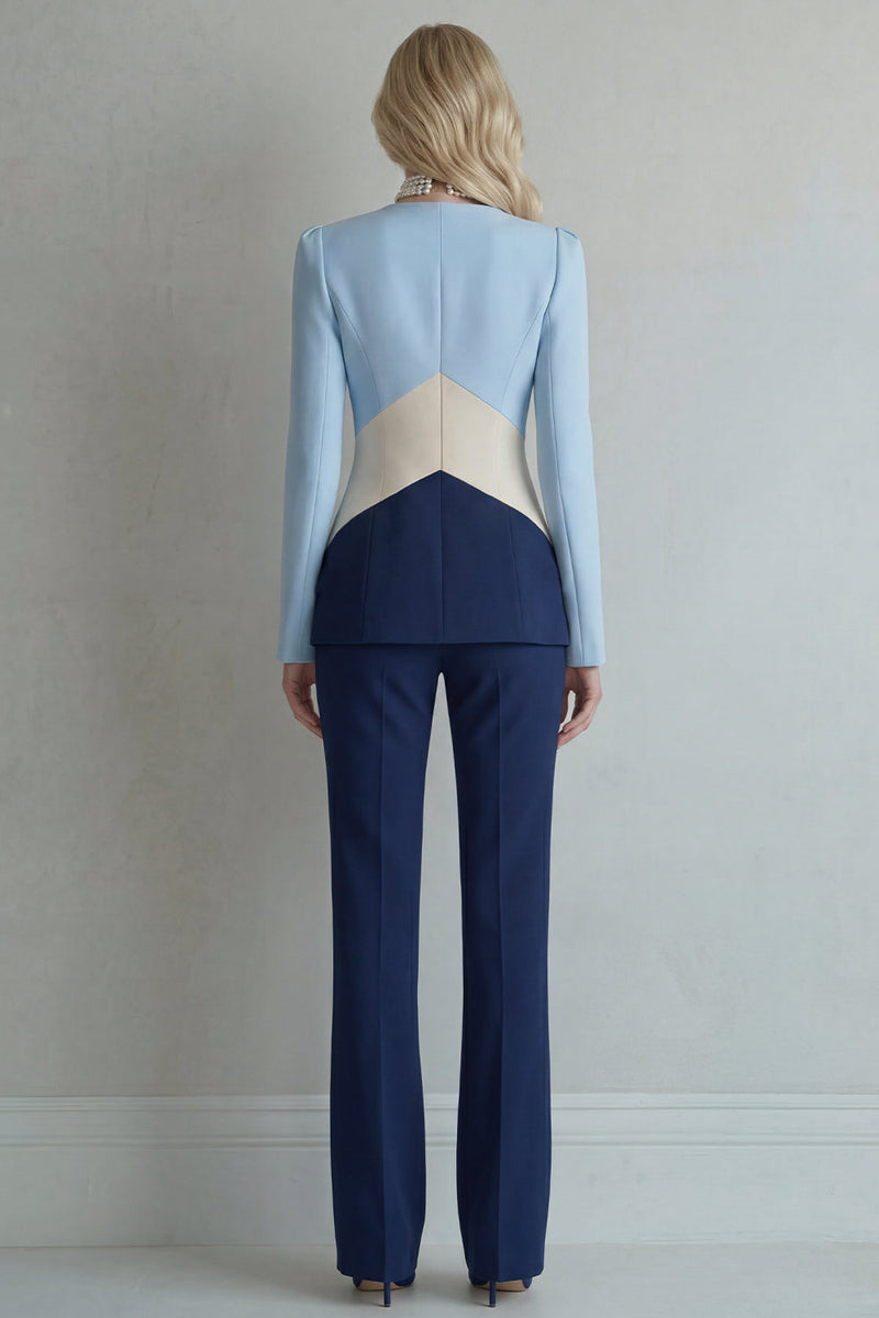 Load image into Gallery viewer, Blue Navy Patchwork 2 Piece Single Breasted Slim Fit Prom Suits