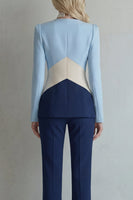 Load image into Gallery viewer, Blue Navy Patchwork 2 Piece Single Breasted Slim Fit Prom Suits