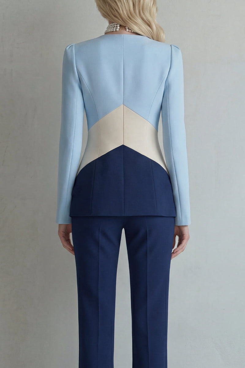 Load image into Gallery viewer, Blue Navy Patchwork 2 Piece Single Breasted Slim Fit Prom Suits