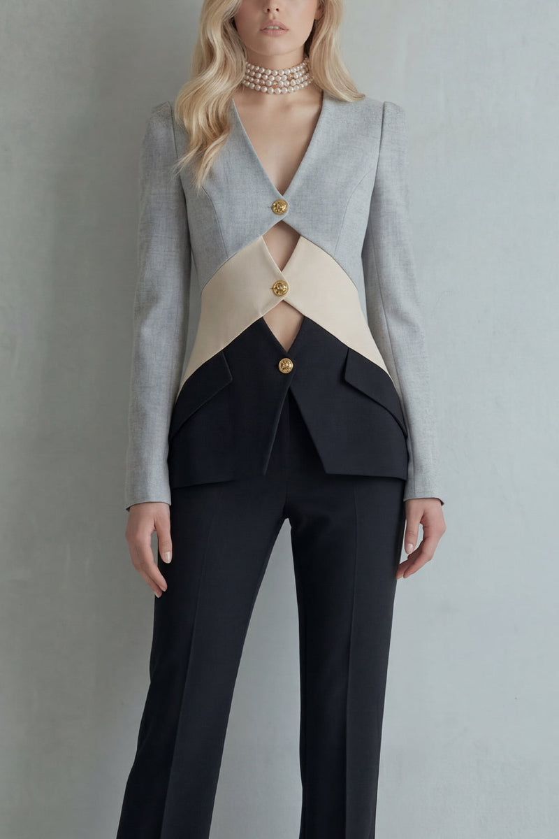 Load image into Gallery viewer, Blue Navy Patchwork 2 Piece Single Breasted Slim Fit Prom Suits