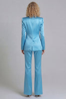 Load image into Gallery viewer, Blue Peak Lapel 2 Piece Single Breasted Wide Leg Prom Suits