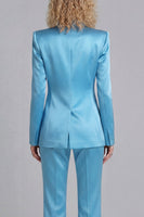 Load image into Gallery viewer, Blue Peak Lapel 2 Piece Single Breasted Wide Leg Prom Suits