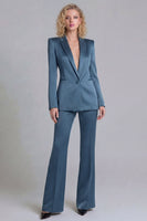 Load image into Gallery viewer, Blue Peak Lapel 2 Piece Single Breasted Wide Leg Prom Suits