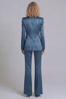 Load image into Gallery viewer, Blue Peak Lapel 2 Piece Single Breasted Wide Leg Prom Suits