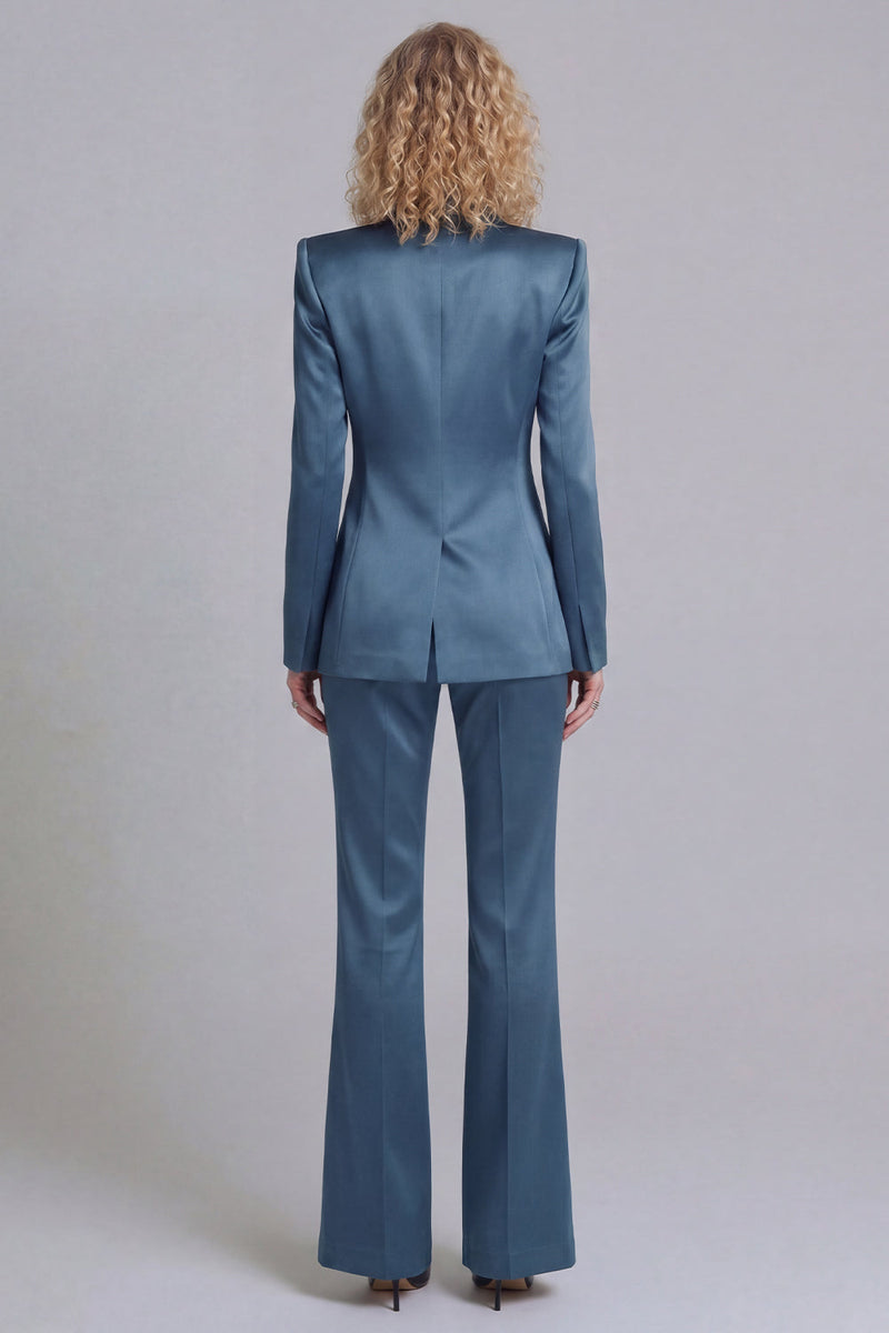 Load image into Gallery viewer, Blue Peak Lapel 2 Piece Single Breasted Wide Leg Prom Suits