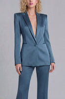 Load image into Gallery viewer, Blue Peak Lapel 2 Piece Single Breasted Wide Leg Prom Suits