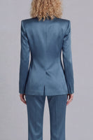 Load image into Gallery viewer, Blue Peak Lapel 2 Piece Single Breasted Wide Leg Prom Suits