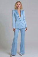 Load image into Gallery viewer, Blue Peak Lapel 2 Piece Single Breasted Wide Leg Prom Suits